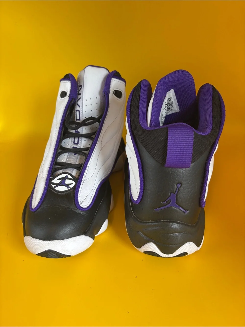 Air Jordan Kids Basketball Shoes - White, Black & Purple Size 6Y